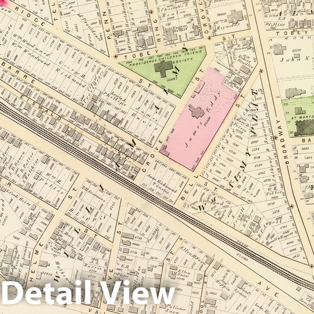 Historic Map : Part of Ward 8, City of Providence. Vol. 2, Plate K, 1875 City Atlas - Vintage Wall Art