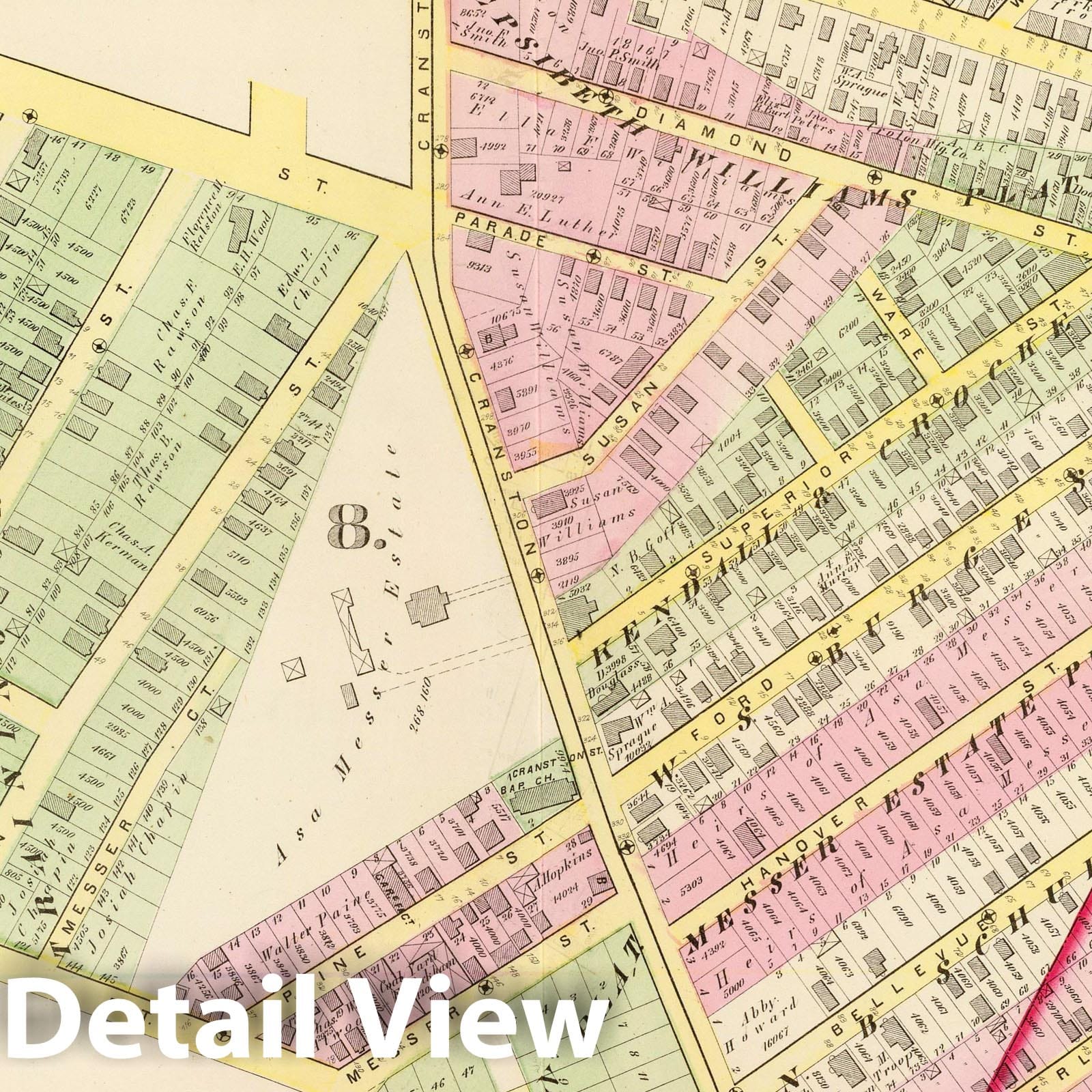 Historic Map : Part of wards 8 & 9, (City of Providence). Vol. 2, Plate L, 1875 City Atlas - Vintage Wall Art