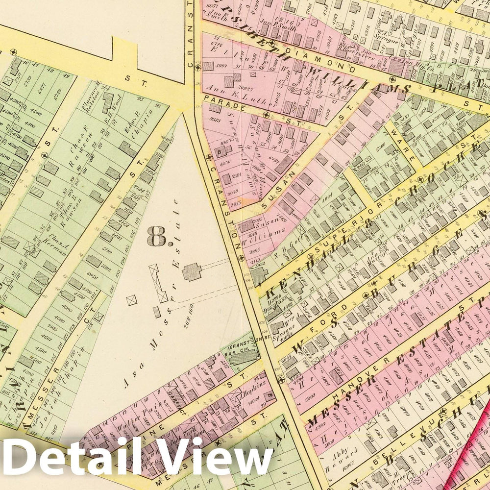 Historic Map : Part of wards 8 & 9, (City of Providence). Vol. 2, Plate L, 1875 City Atlas - Vintage Wall Art