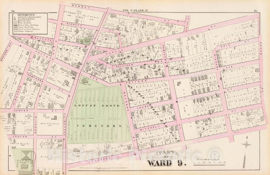 Historic Map : Part of Ward 9, (City of Providence). Vol. 2, Plate P, 1875 City Atlas - Vintage Wall Art