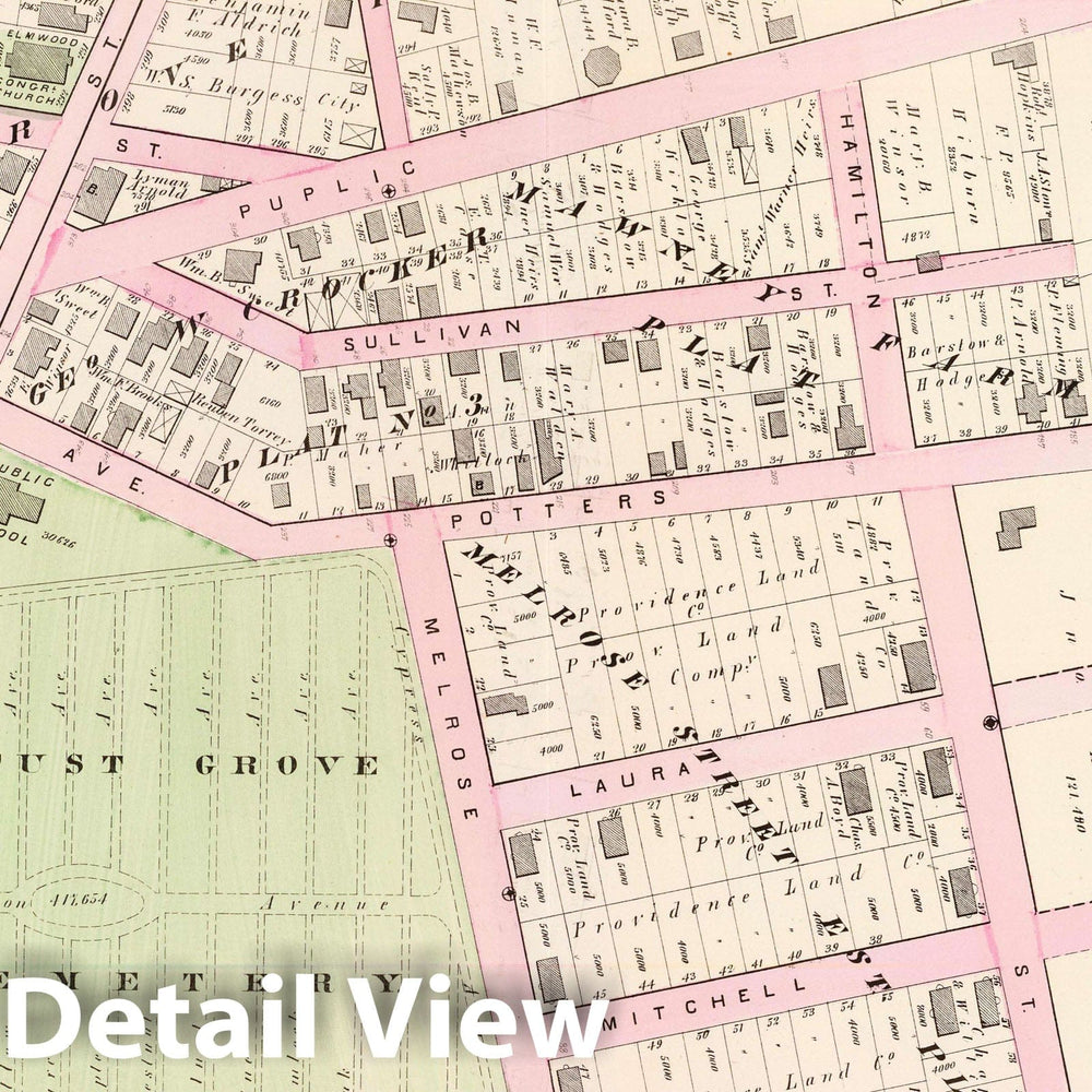 Historic Map : Part of Ward 9, (City of Providence). Vol. 2, Plate P, 1875 City Atlas - Vintage Wall Art