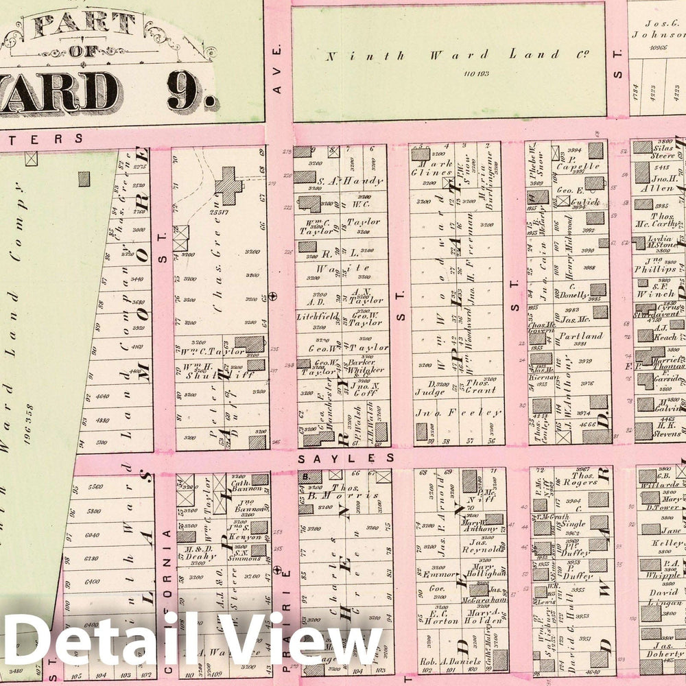 Historic Map : Part of Ward 9, (City of Providence). Vol. 2, Plate R, 1875 City Atlas - Vintage Wall Art