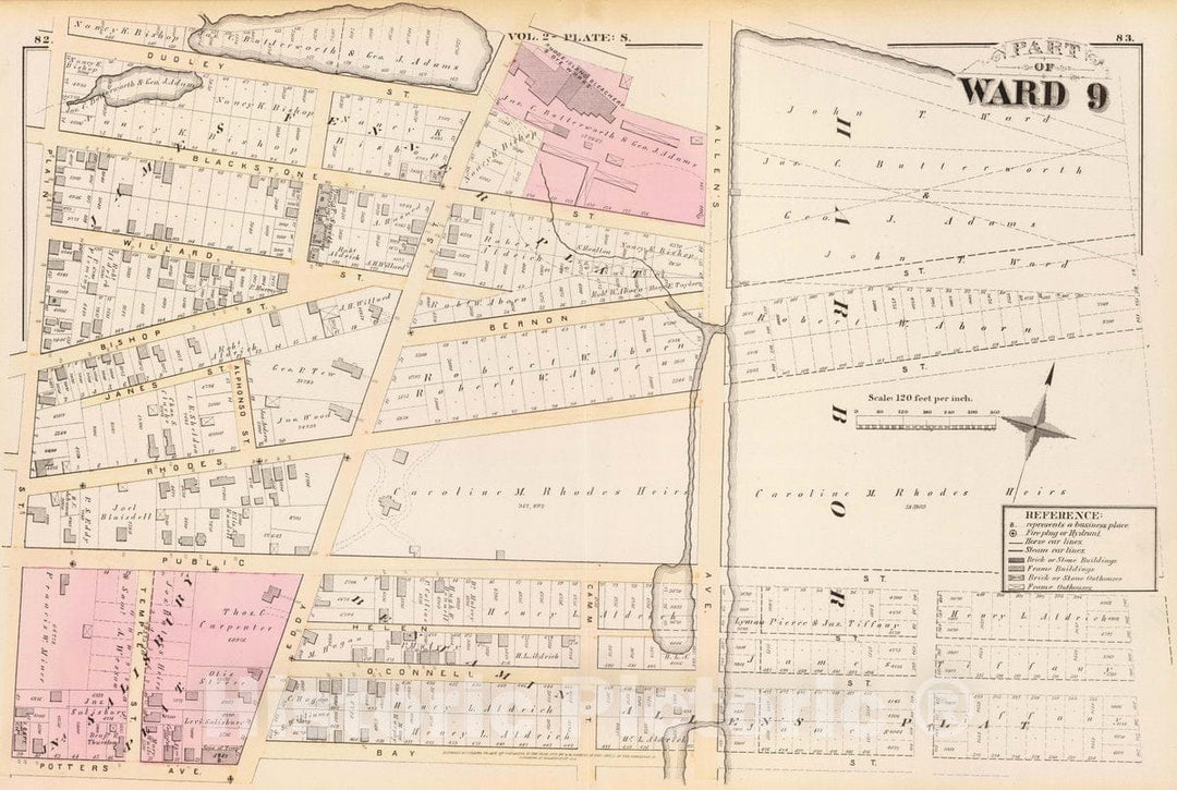 Historic Map : Part of Ward 9, (City of Providence). Vol. 2, Plate S, 1875 City Atlas - Vintage Wall Art