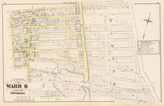 Historic Map : Part of Ward 9, City of Providence. Vol. 2, Plate T, 1875 City Atlas - Vintage Wall Art