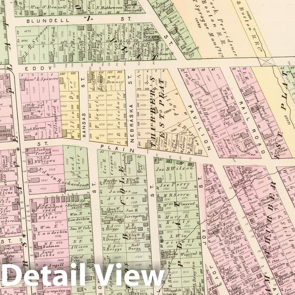 Historic Map : Part of Ward 9, City of Providence. Vol. 2, Plate U, 1875 City Atlas - Vintage Wall Art