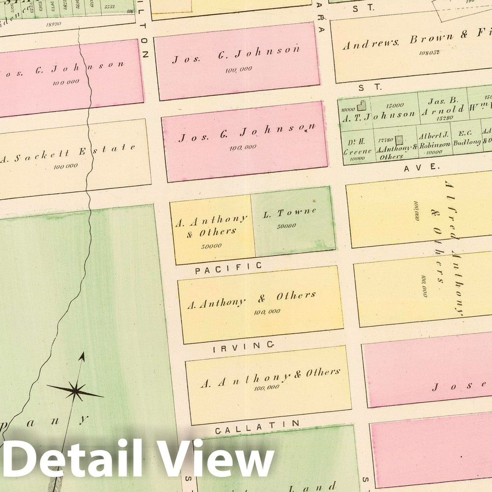 Historic Map : 1875 City Atlas - Part of Ward 9, (City of Providence). Vol. 2, Plate V. - Vintage Wall Art