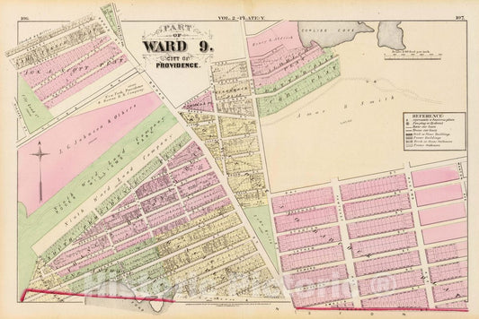 Historic Map : Part of Ward 9, City of Providence. Vol. 2, Plate Y, 1875 City Atlas - Vintage Wall Art