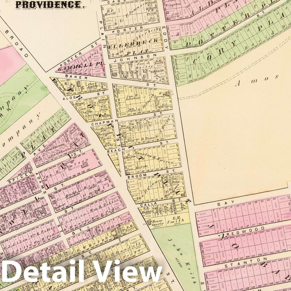 Historic Map : Part of Ward 9, City of Providence. Vol. 2, Plate Y, 1875 City Atlas - Vintage Wall Art