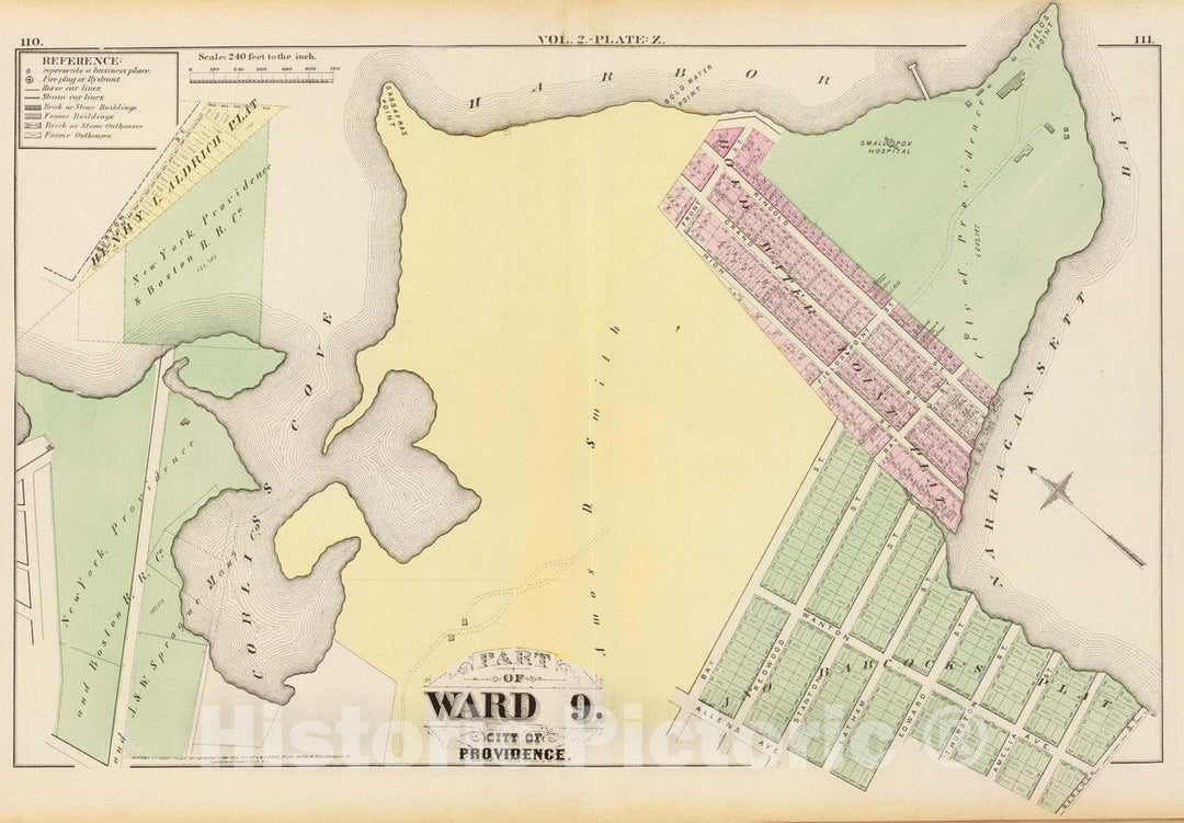 Historic Map : Part of Ward 9, City of Providence. Vol. 2, Plate Z, 1875 City Atlas - Vintage Wall Art