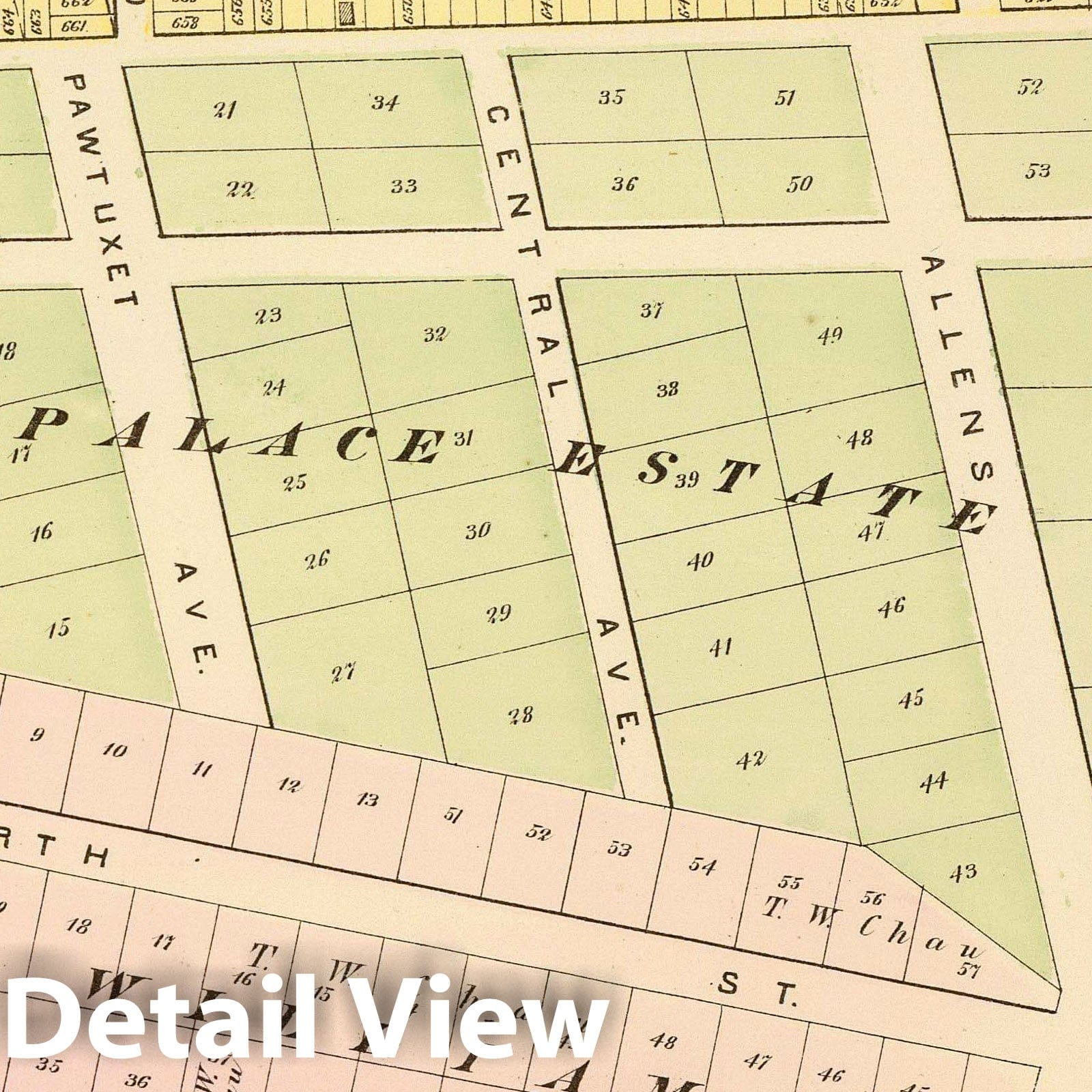 Cranston, Rhode Island - Plate No. CC, 1875 - Historical City Plan Map Print
