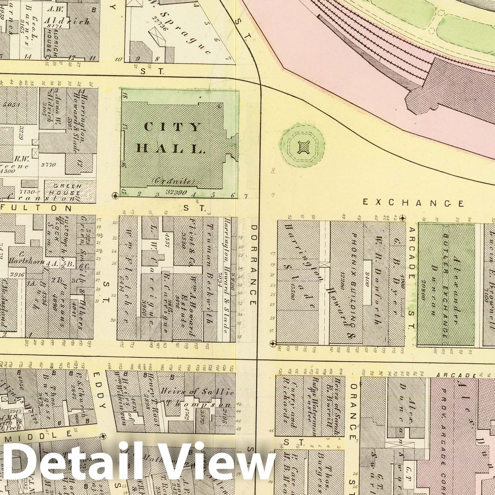 Historic Map : 1875 City Atlas - Part of Ward 4, (City of Providence). Vol. 3, Plate A. - Vintage Wall Art