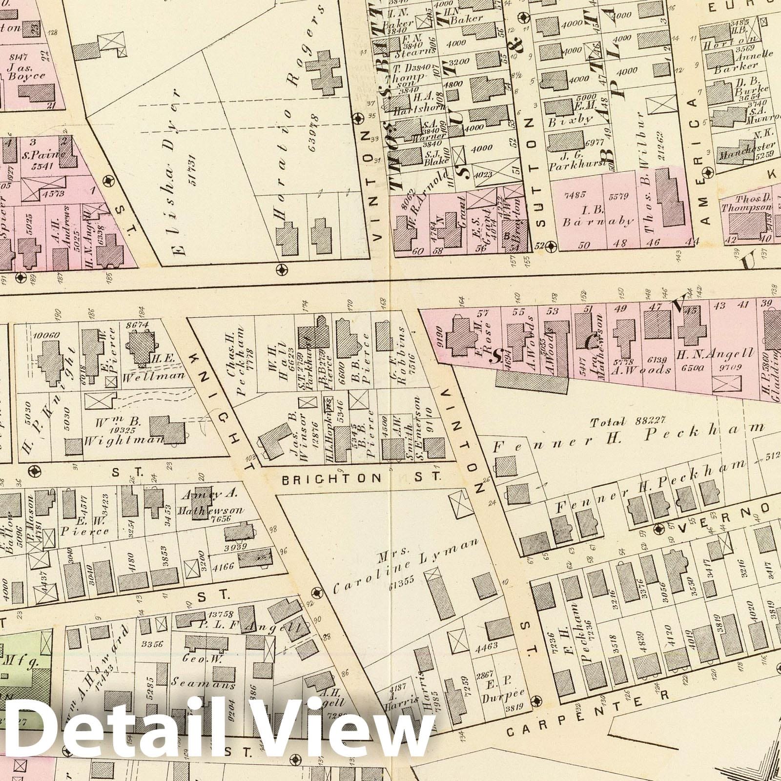 Historic Map : Part of Ward 7, (City of Providence). Vol. 3, Plate D, 1875 City Atlas - Vintage Wall Art