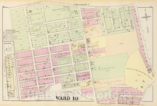 Historic Map : Part of Ward 10, (City of Providence). Vol. 3, Plate J, 1875 City Atlas - Vintage Wall Art