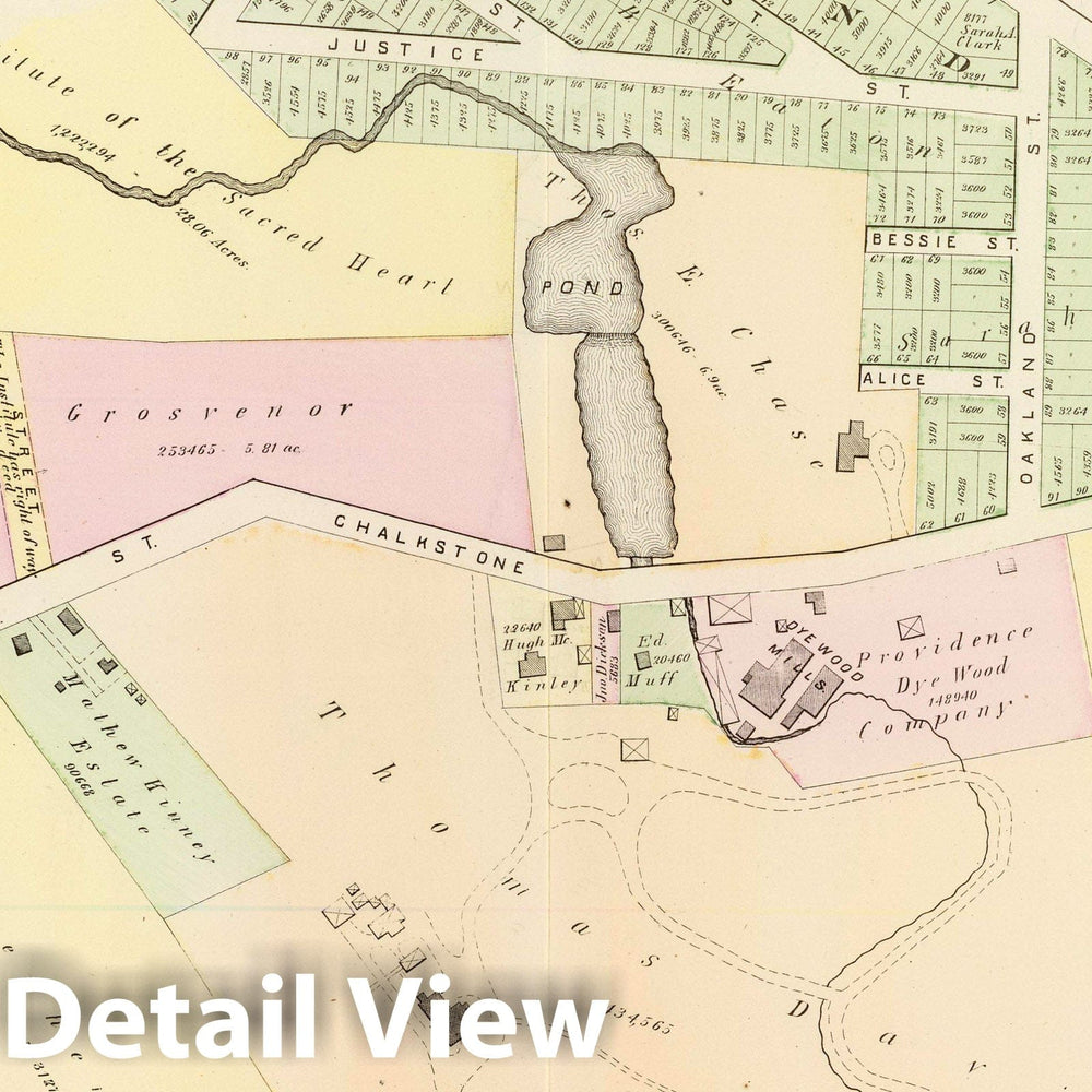 Historic Map : Part of Ward 10, City of Providence. Vol. 3, Plate K, 1875 City Atlas - Vintage Wall Art