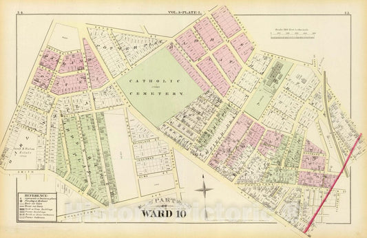 Historic Map : Part of Ward 10, (City of Providence). Vol. 3, Plate L, 1875 City Atlas - Vintage Wall Art