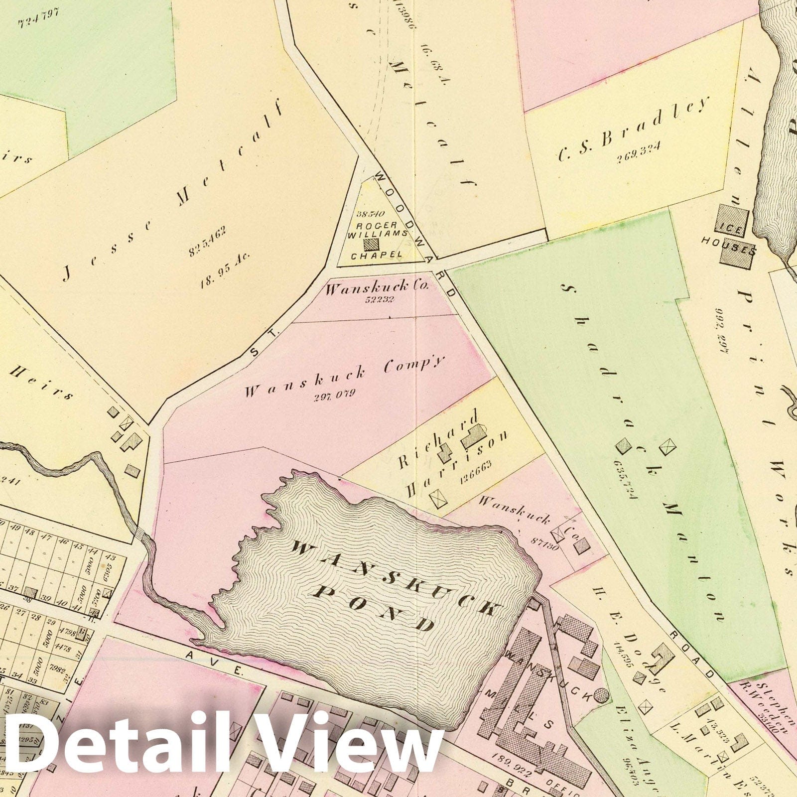 Historic Map : Part of Ward 10, City of Providence. Vol. 3, Plate R, 1875 City Atlas - Vintage Wall Art