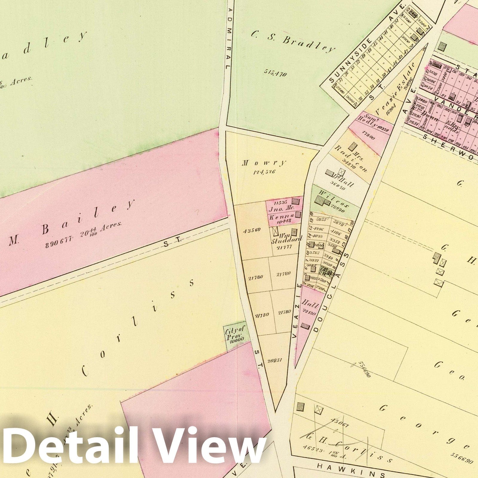 Historic Map : Part of Ward 10, City of Providence. Vol. 3, Plate S, 1875 City Atlas - Vintage Wall Art