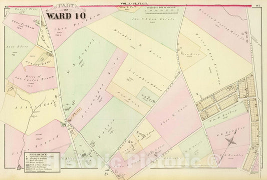 Historic Map : Part of Ward 10, (City of Providence). Vol. 3, Plate T, 1875 City Atlas - Vintage Wall Art