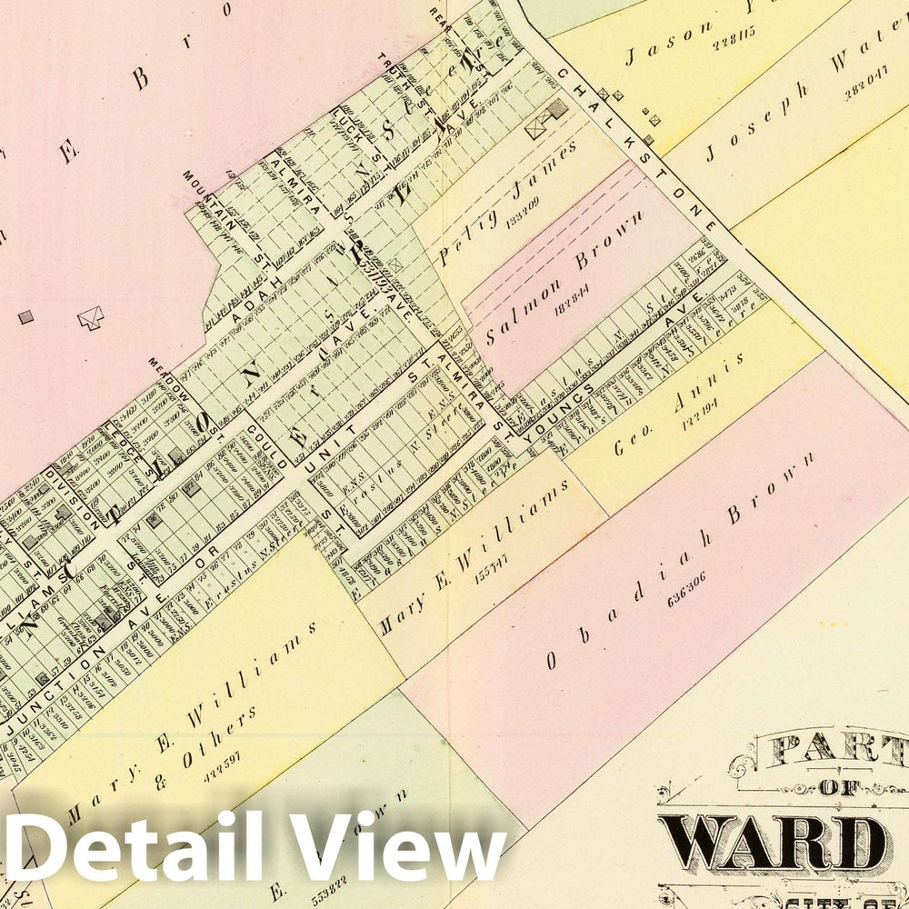 Historic Map : 1875 City Atlas - Part of Ward 10, City of Providence. Vol. 3, Plate W. - Vintage Wall Art