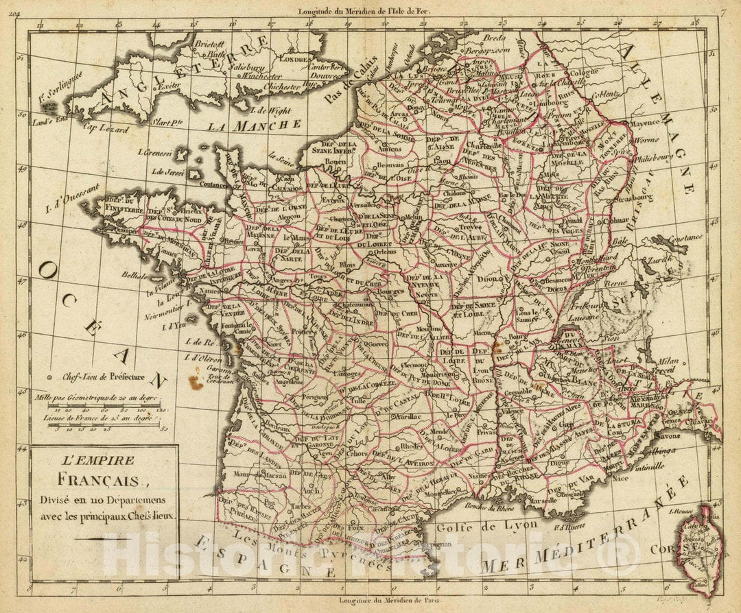 Historic Map : France, L'Empire Francais, 1800, Vintage Wall Art