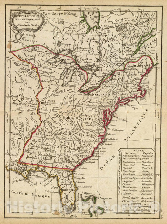 Historic Map : Canada; United States, Etats-UNIS, Canada, Floride, 1800 Atlas , Vintage Wall Art