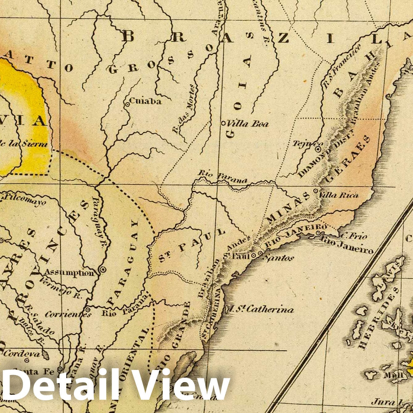 South America and British Isles, 1828 - Historical Map Print