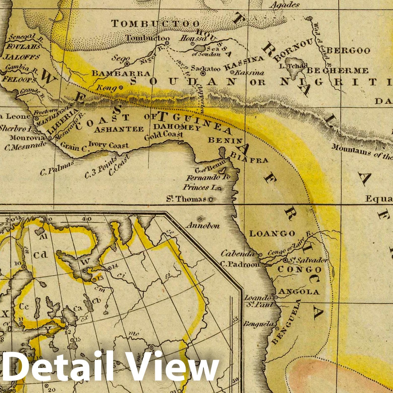Africa, 1828 - Historical Map Print from Richardson & Lord's Modern Atlas