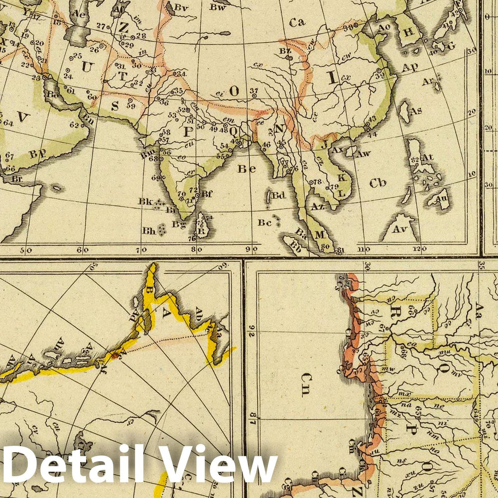 Historic Map : Outline Asia, S. America, etc, 1828 Atlas - Vintage Wall Art
