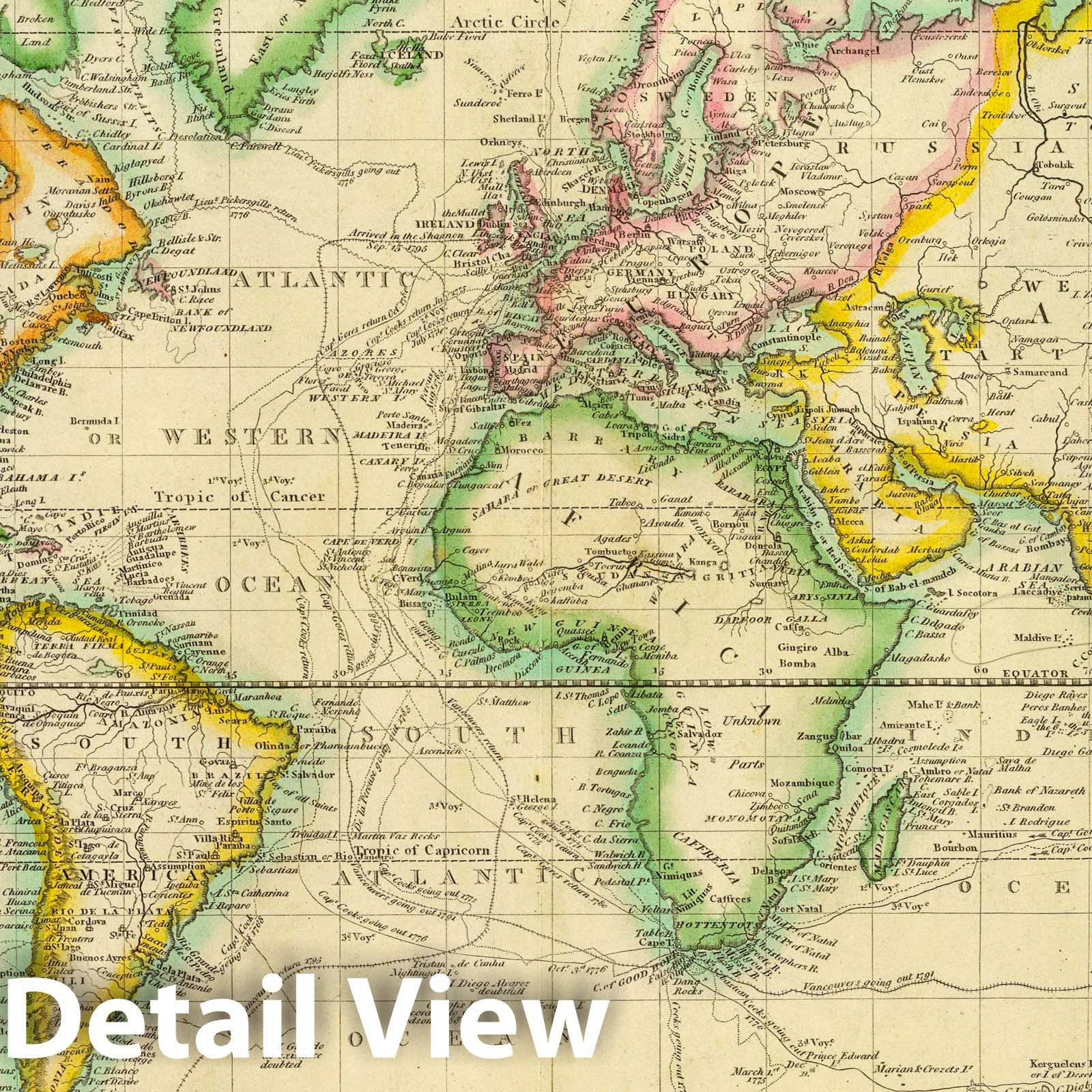World - Nautical Chart, 1814 - Historical Map Print