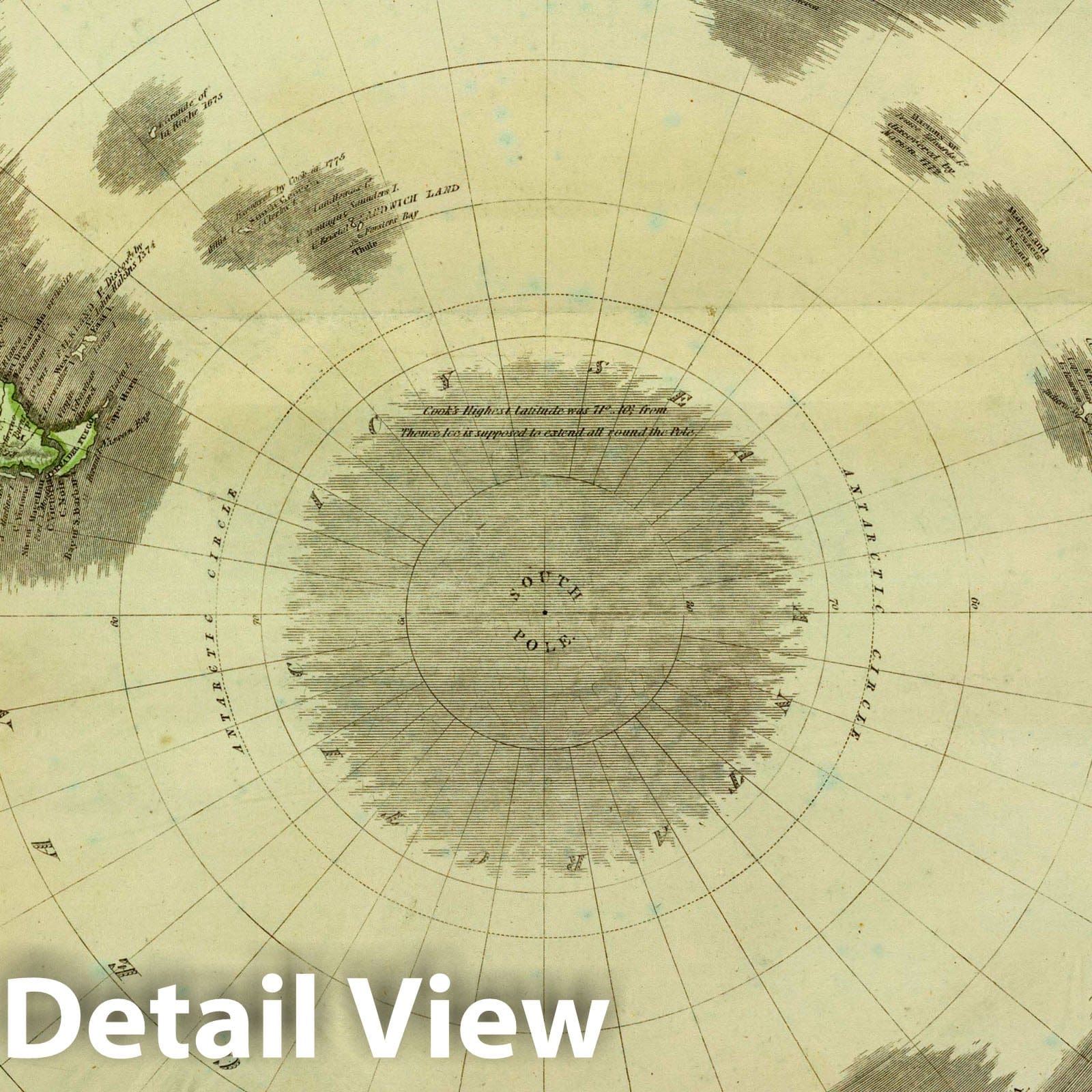 Southern Hemisphere - Physical Map, 1814 - Historical Map Print