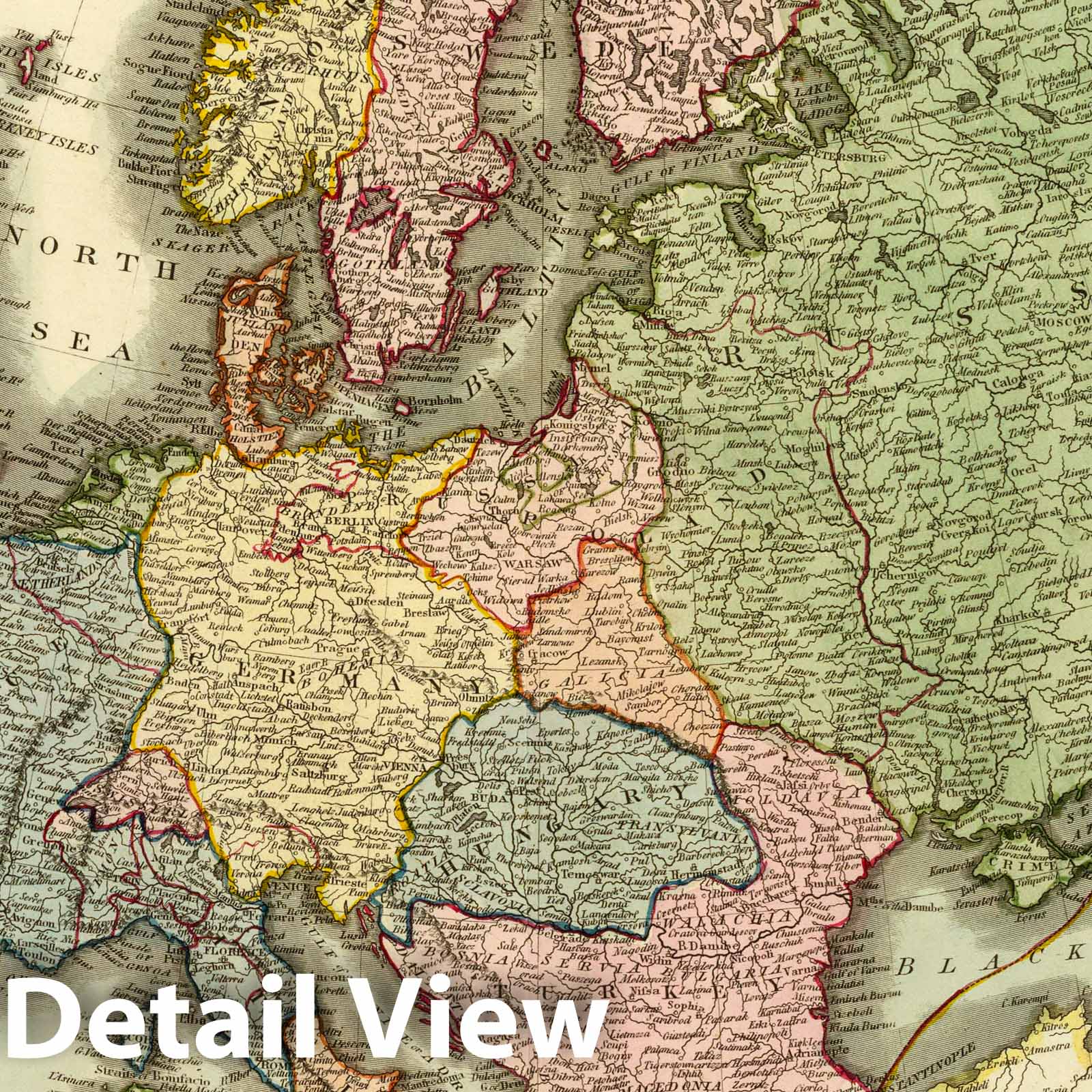 Europe - Physical Map, 1817 - Historical Map Print