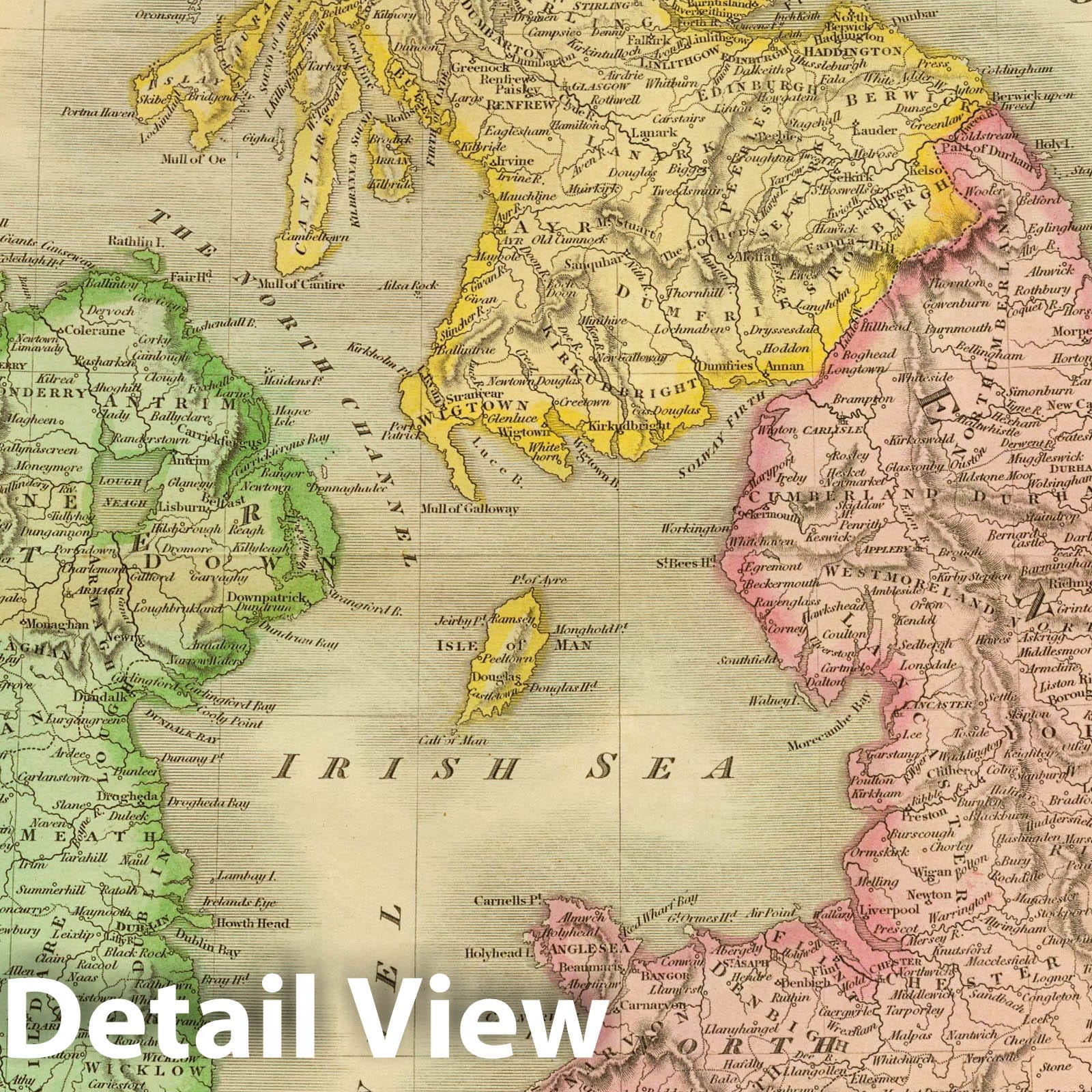 British Isles - Physical Map, 1815 - Historical Map Print