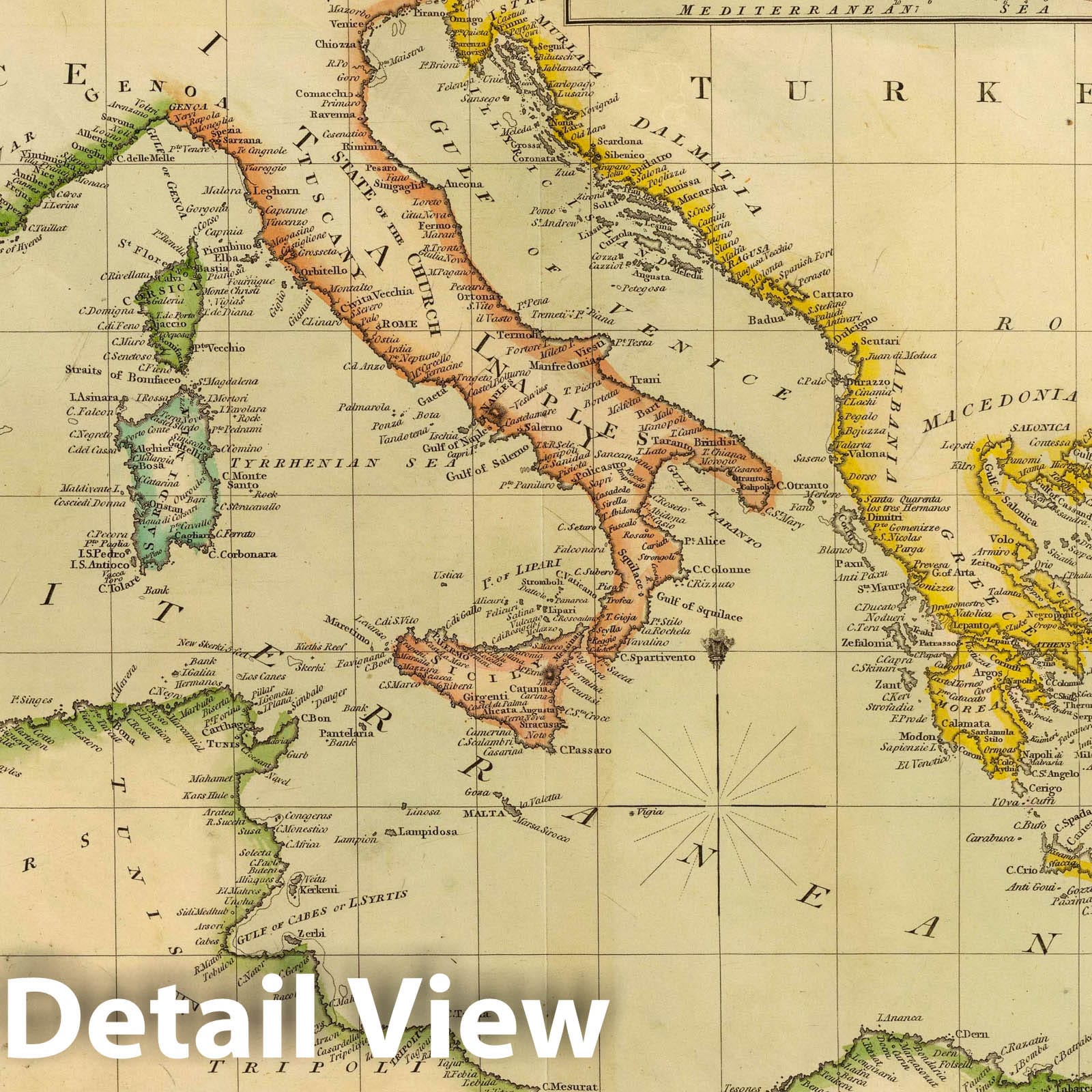 Mediterranean Sea Nautical Chart 1817 - Historical Map Print