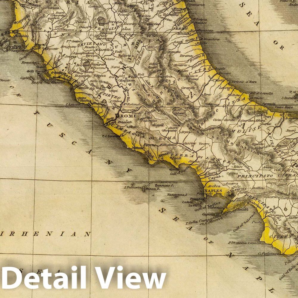Historic Map : Italy. (with) Island of Elba. R. Scott, Sculpt. Drawn & Engraved for Thomson's New General Atlas, 1814, 1814 Atlas - Vintage Wall Art