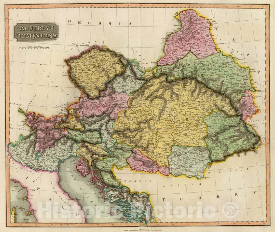 Historic Map : Austrian Dominions. Neele, sculp, 352, Strand. Drawn & Engraved for Thomson's New General Atlas, 1816, 1816 Atlas - Vintage Wall Art