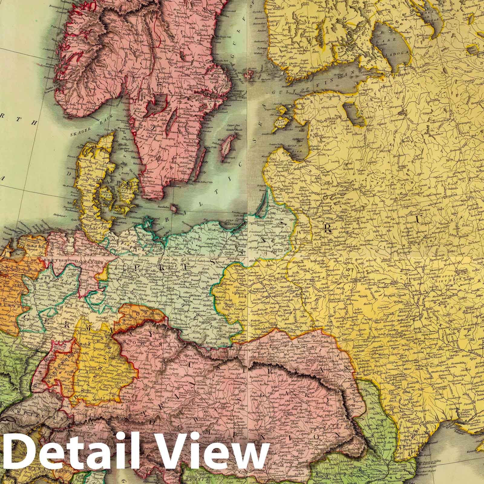 Europe after the Congress of Vienna - Physical Map, 1816 - Historical Map Print