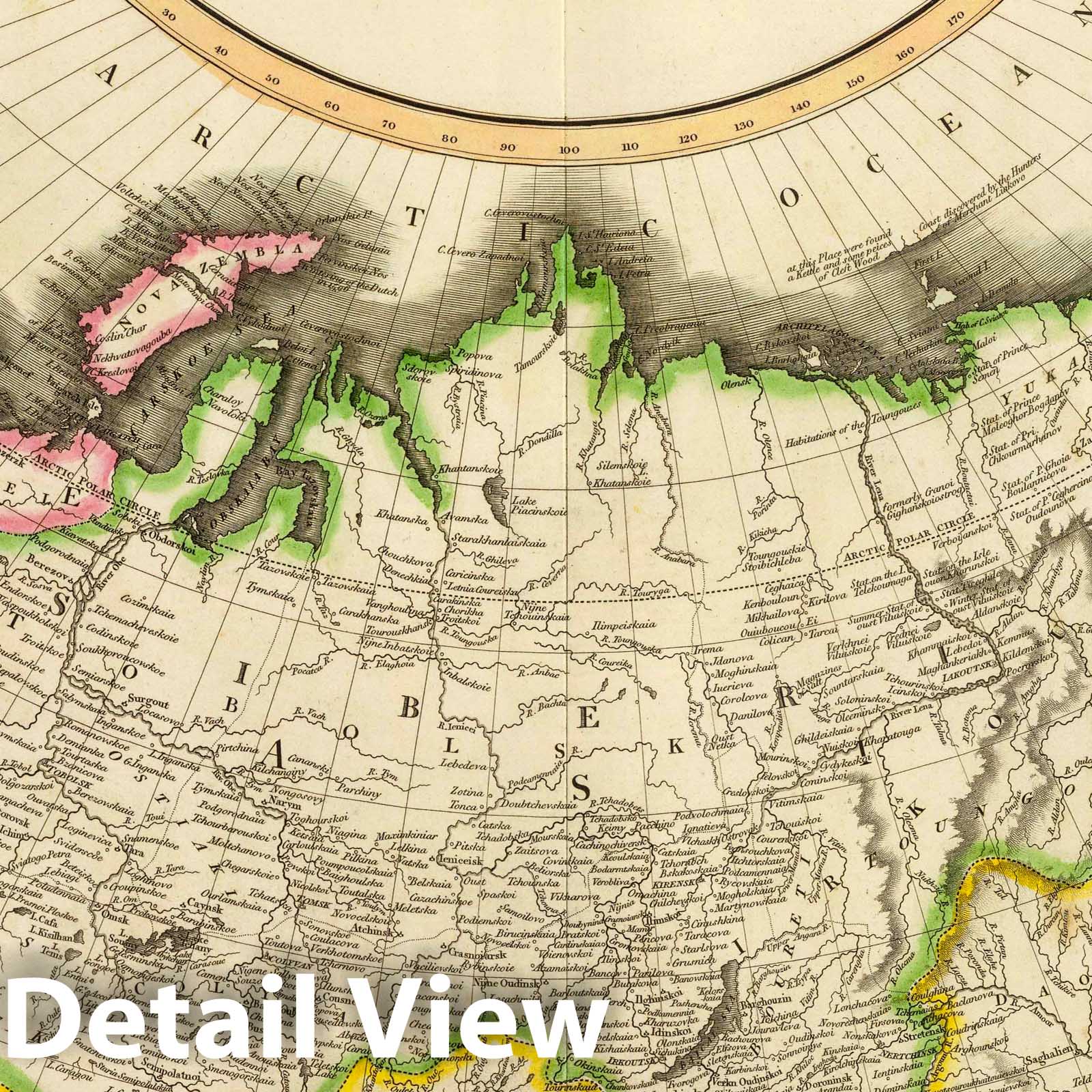 Russian Empire - Physical Map, 1814 - Hand-Colored Historical Map Print