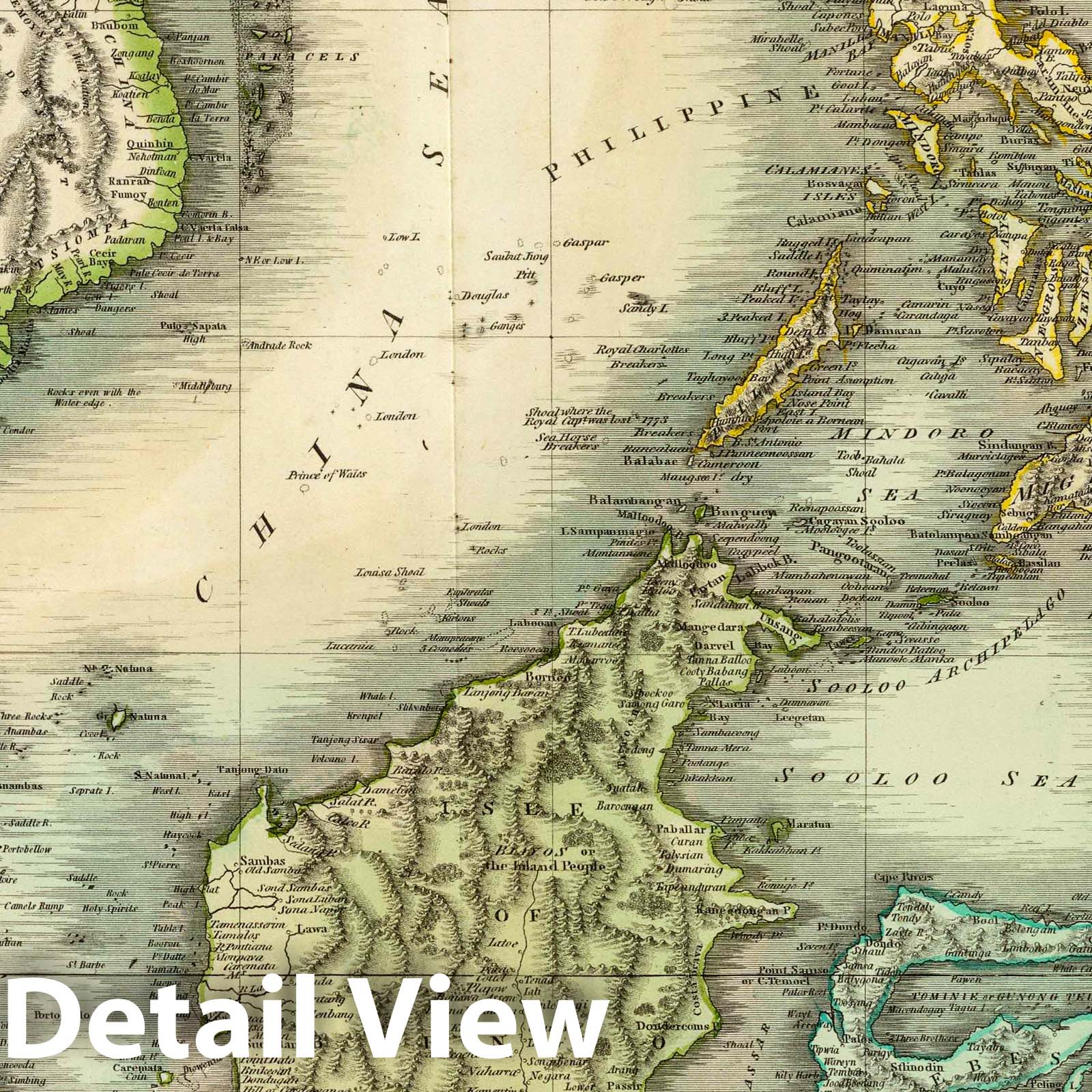 East Indies - Physical Map, 1817 - Historical Map Reproduction