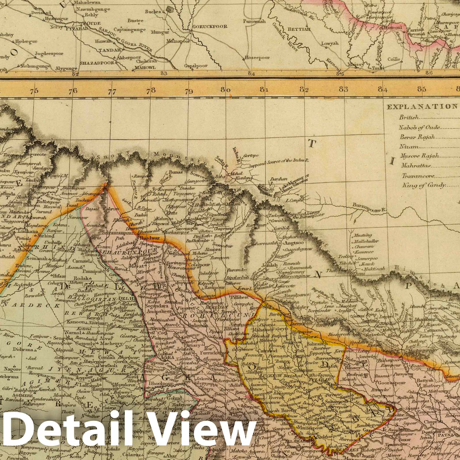 Northern Hindostan with Cabul and Napaul - 1817 Thomson Atlas Map Print