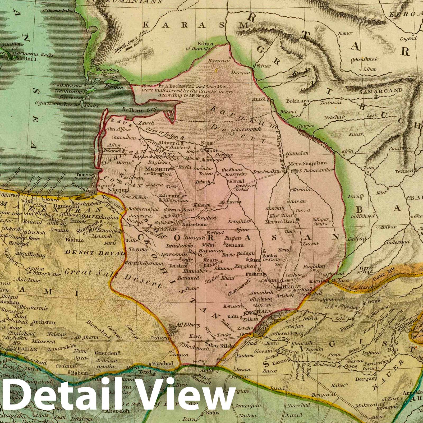 Persia - Physical Map, 1817 - Historical Map Reproduction