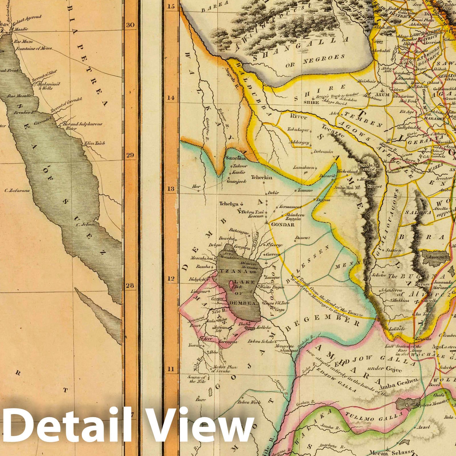 Egypt and Ethiopia - Physical Map, 1817 - Historical Map Print