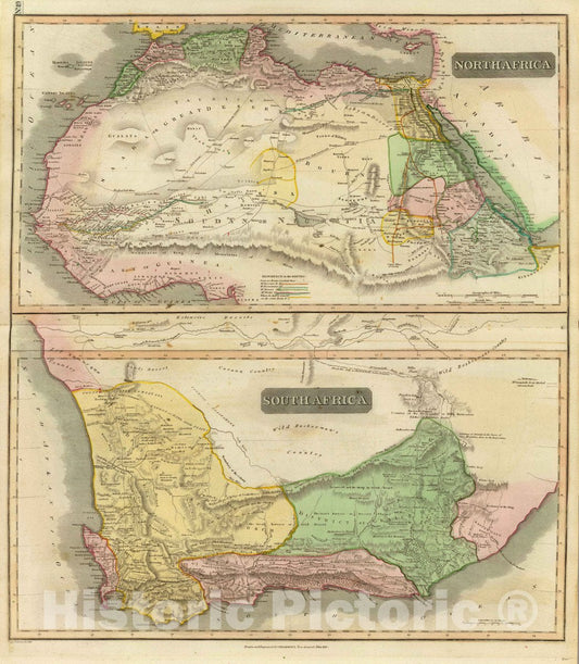 Historic Map : North Africa. South Africa. Engd. by W. Dassauville, Edinr. Drawn and Engraved for Thomson's New General Atlas, 1815, 1815 Atlas - Vintage Wall Art