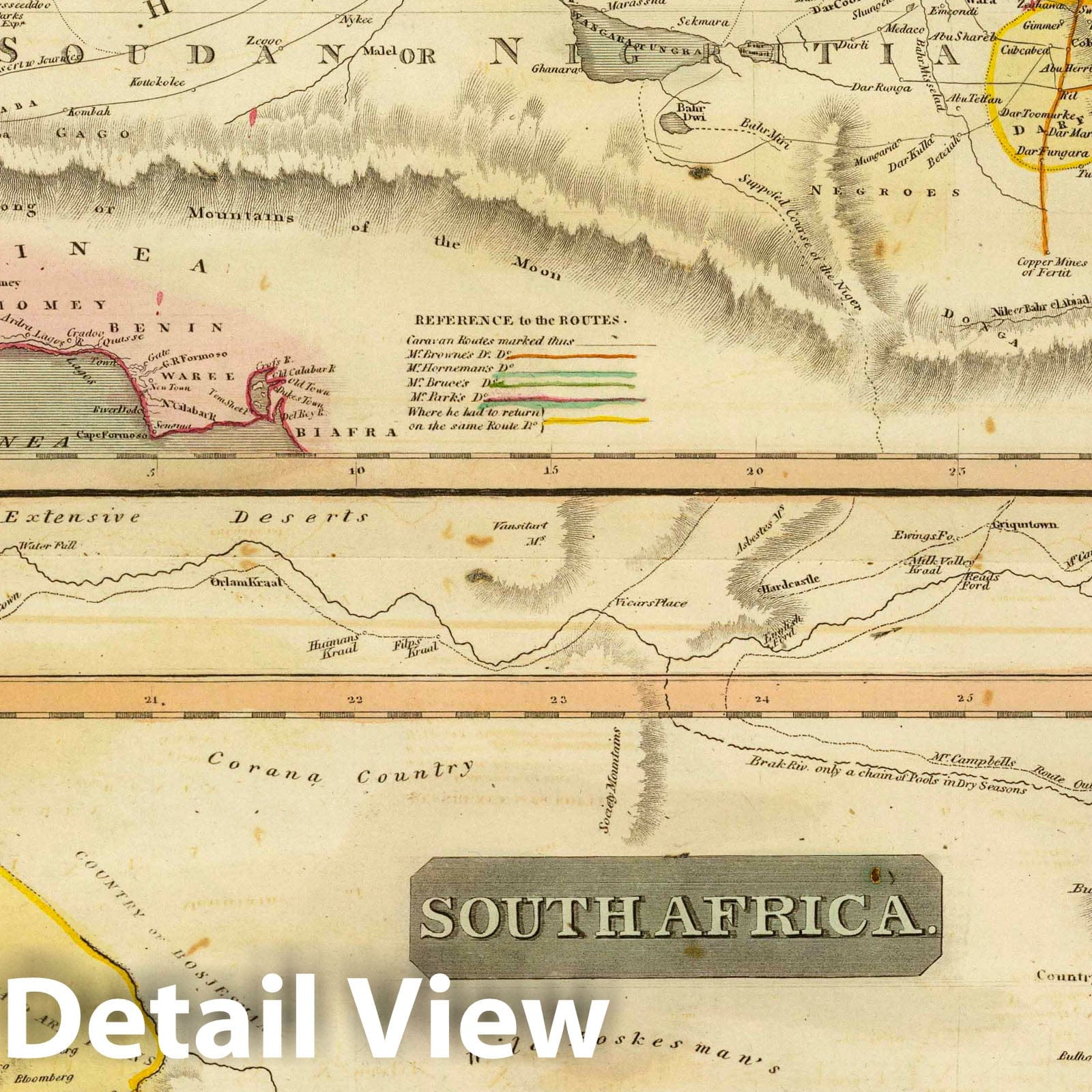 North Africa and South Africa - Physical Map, 1815 - Historical Map Print