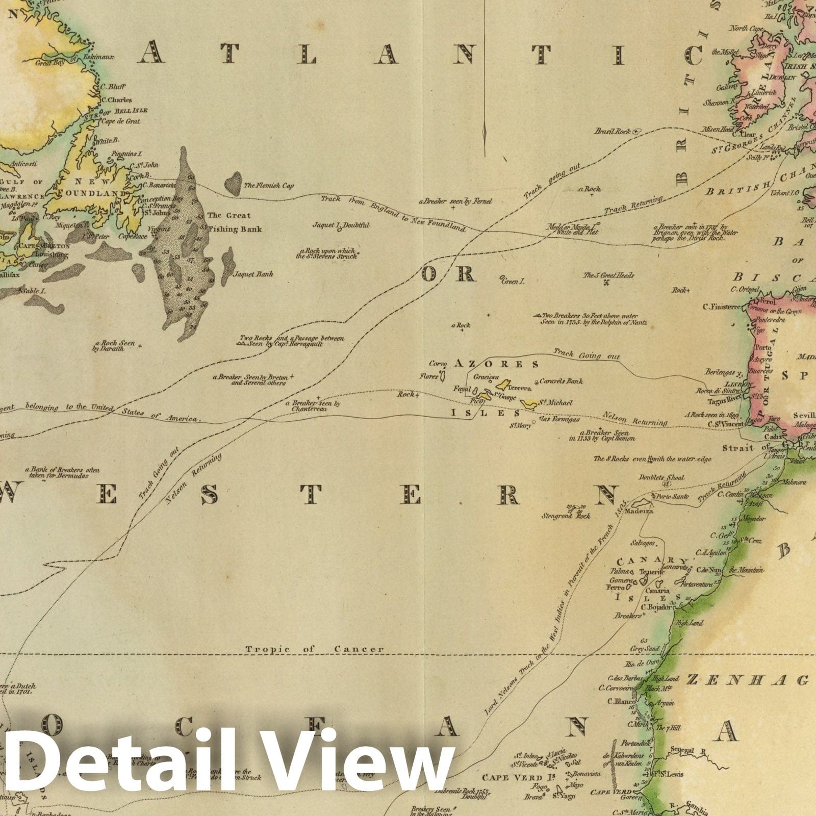 North Atlantic Ocean - Nautical Chart, 1817 - Historical Map Print