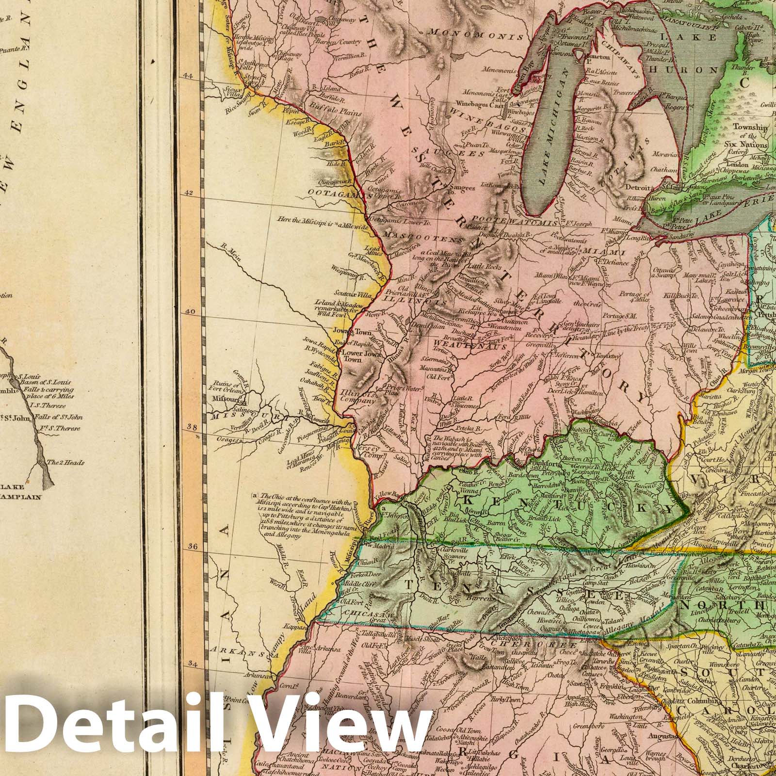 United States and Canada with Saint Lawrence River, 1817 - Historical Map Print