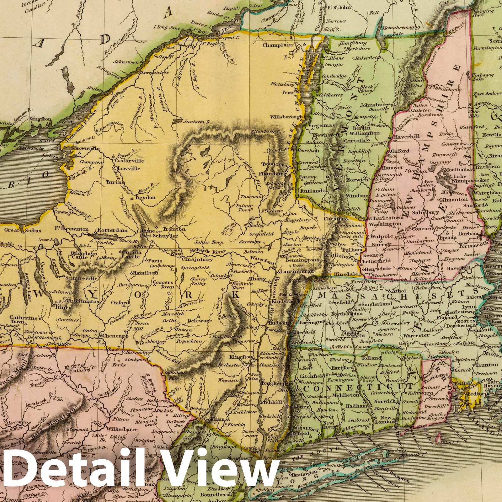Northern United States with Niagara Falls - Physical Map, 1817