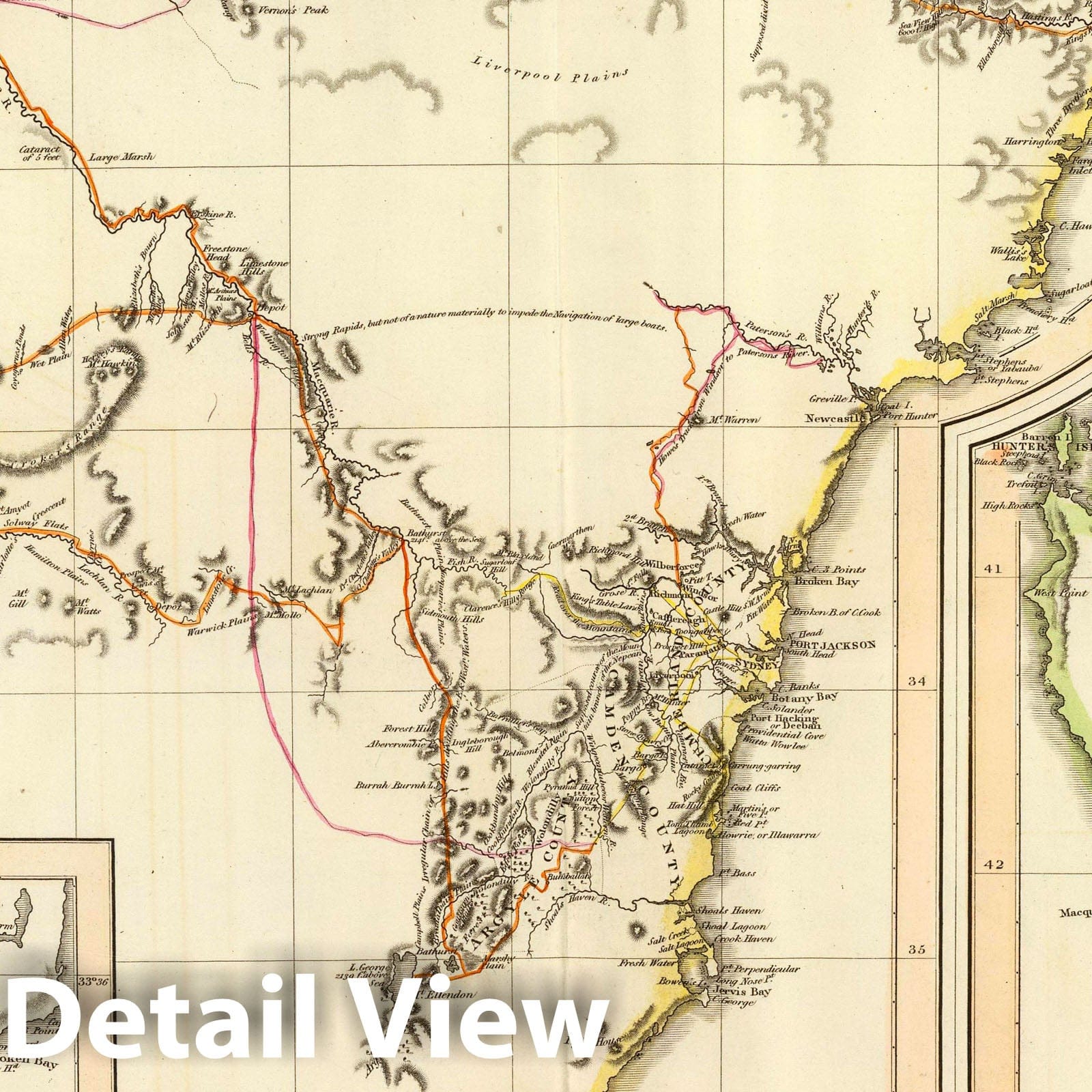 New South Wales and Van Diemen's Land (Tasmania) - Nautical Chart, 1821 - Historical Map Print