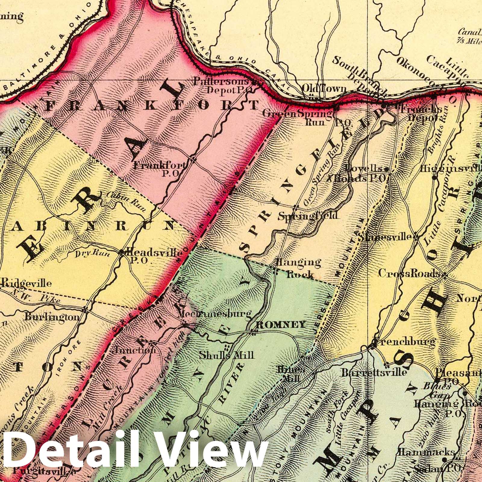 Mineral and Hampshire Counties, West Virginia - Railroad Map, 1873