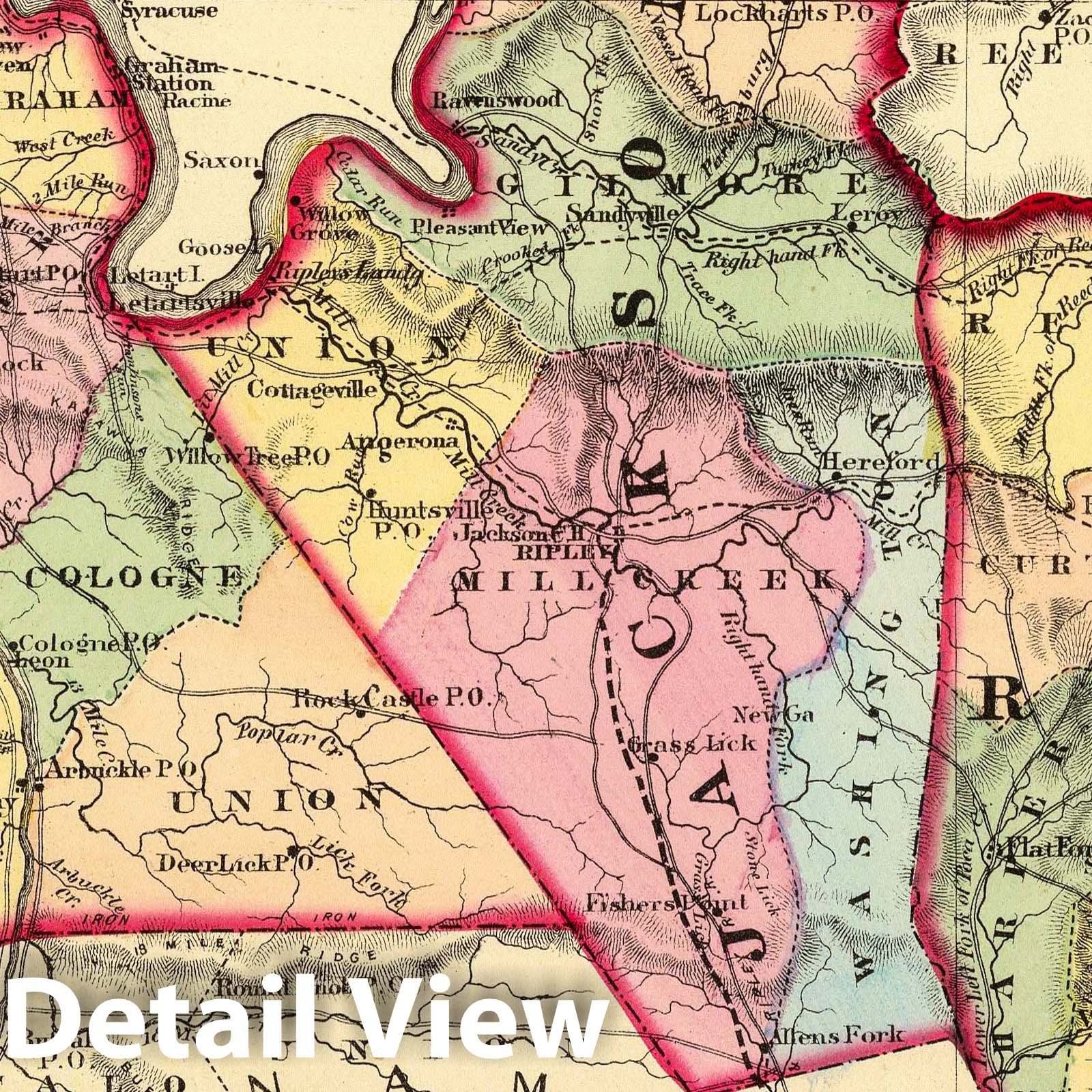 Mason, Jackson, and Roane Counties, West Virginia - Railroad Map, 1873