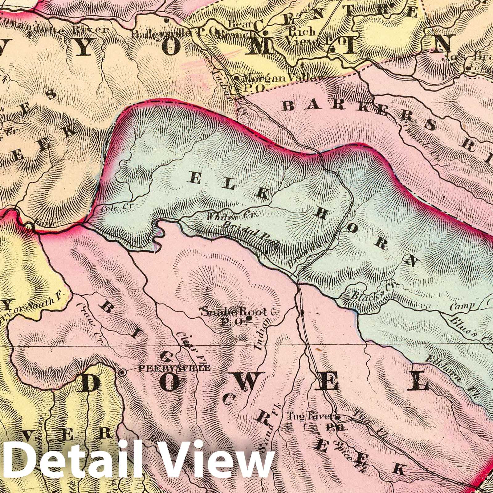 Wyoming and McDowell Counties, West Virginia - Railroad Map, 1873